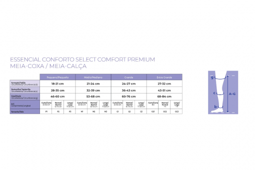 MEIA COXA SELECT CONFORT PREMIUM 20 30 SIGVARIS P M G GG